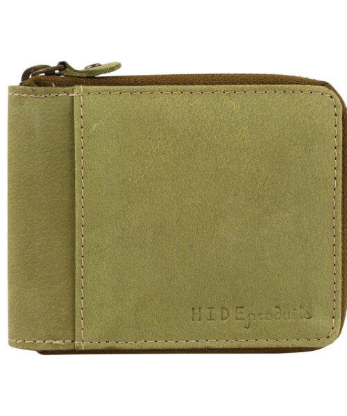 PURE LEATHER UNISEX FOREST GREEN ZIPPER WALLET