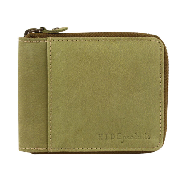 Pure Leather Unisex Forest Green Zipper Wallet