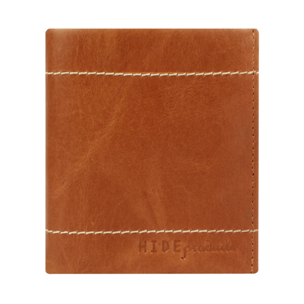 Pure Leather Men’s Tan Color Book Fold Top 2 Stich Wallet