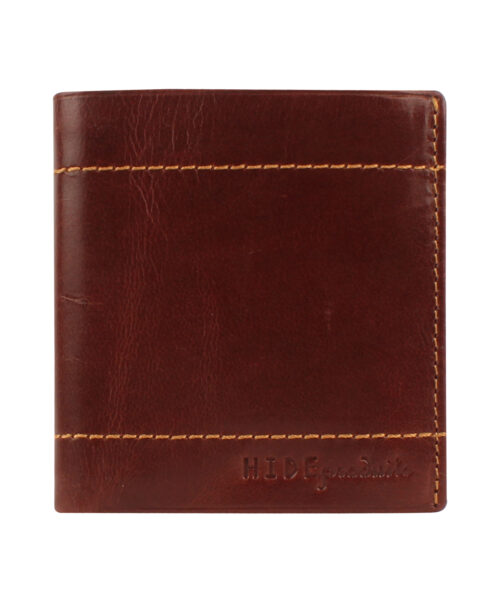 PURE LEATHER MEN’S  WINE COLOR BOOK FOLD TOP 2 STICH WALLET