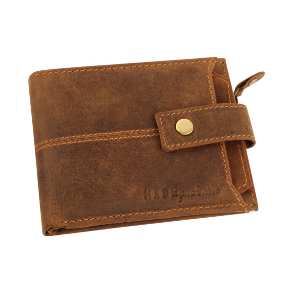 Pure Leather Men’s  Tan Tich Button Wallet