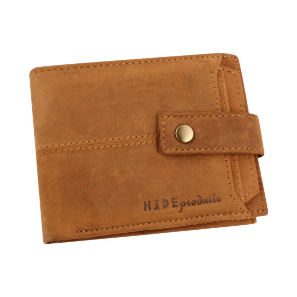 Pure Leather Men’s  Brown Tich Button Wallet
